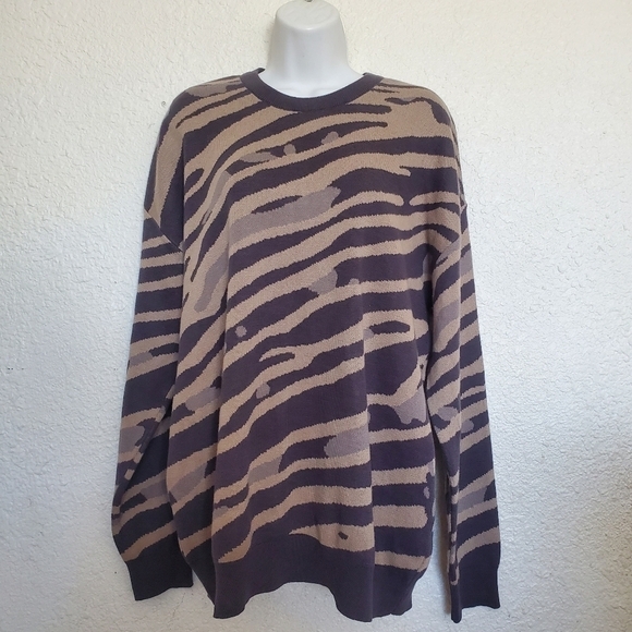 Zara Knit Sweater Pattern Print Design Brown & Tan (L) - Picture 1 of 13